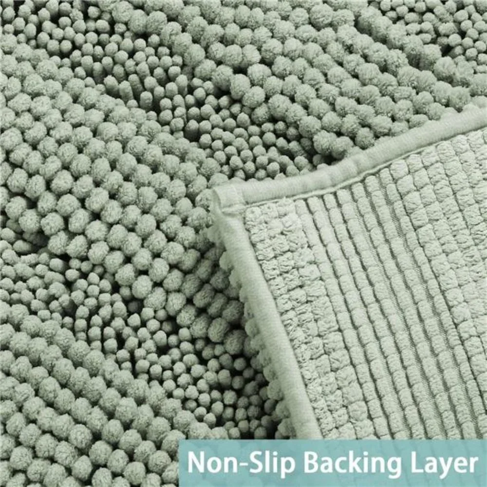 Sage Green Bathroom Rug Runner Extra Long Chenille Non Slip Soft Absorbent Thick